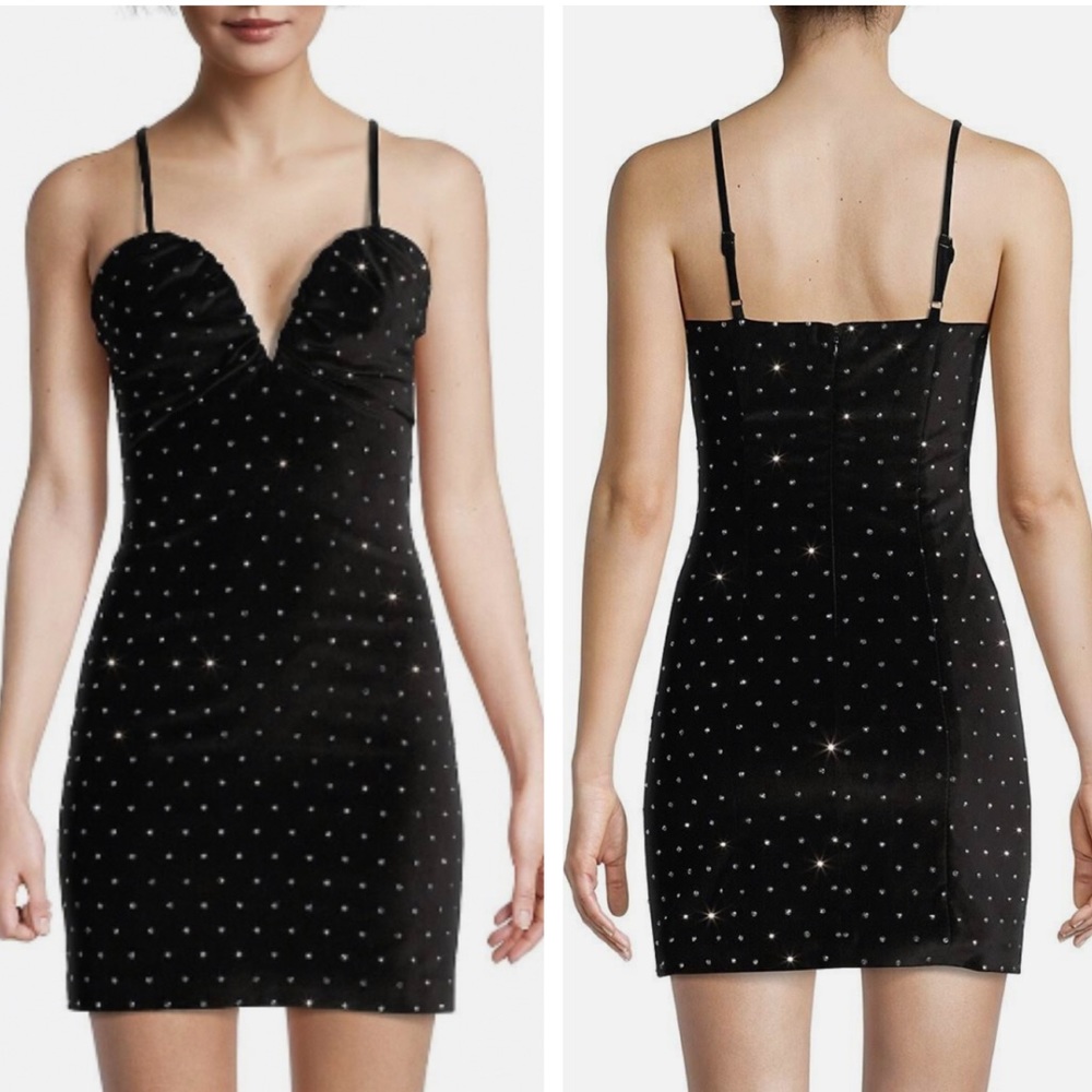 Michael Michael Kors Crystal Embellished Velvet Bustier Mini Dress